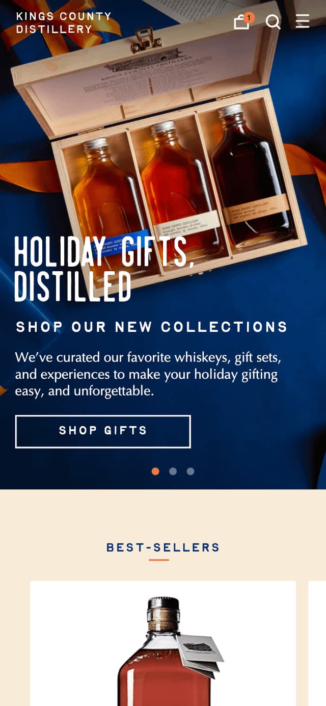 Kings County Distillery mobile view