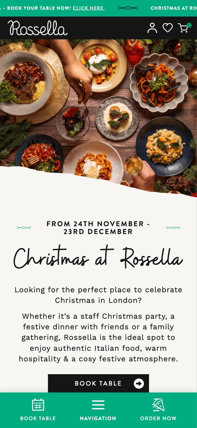 Rossella Restaurant mobile view