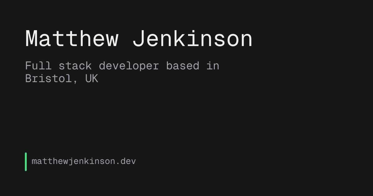 Matthew Jenkinson - Full-stack Developer